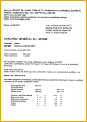 Laboratorijski nalaz za pincu (2011.)